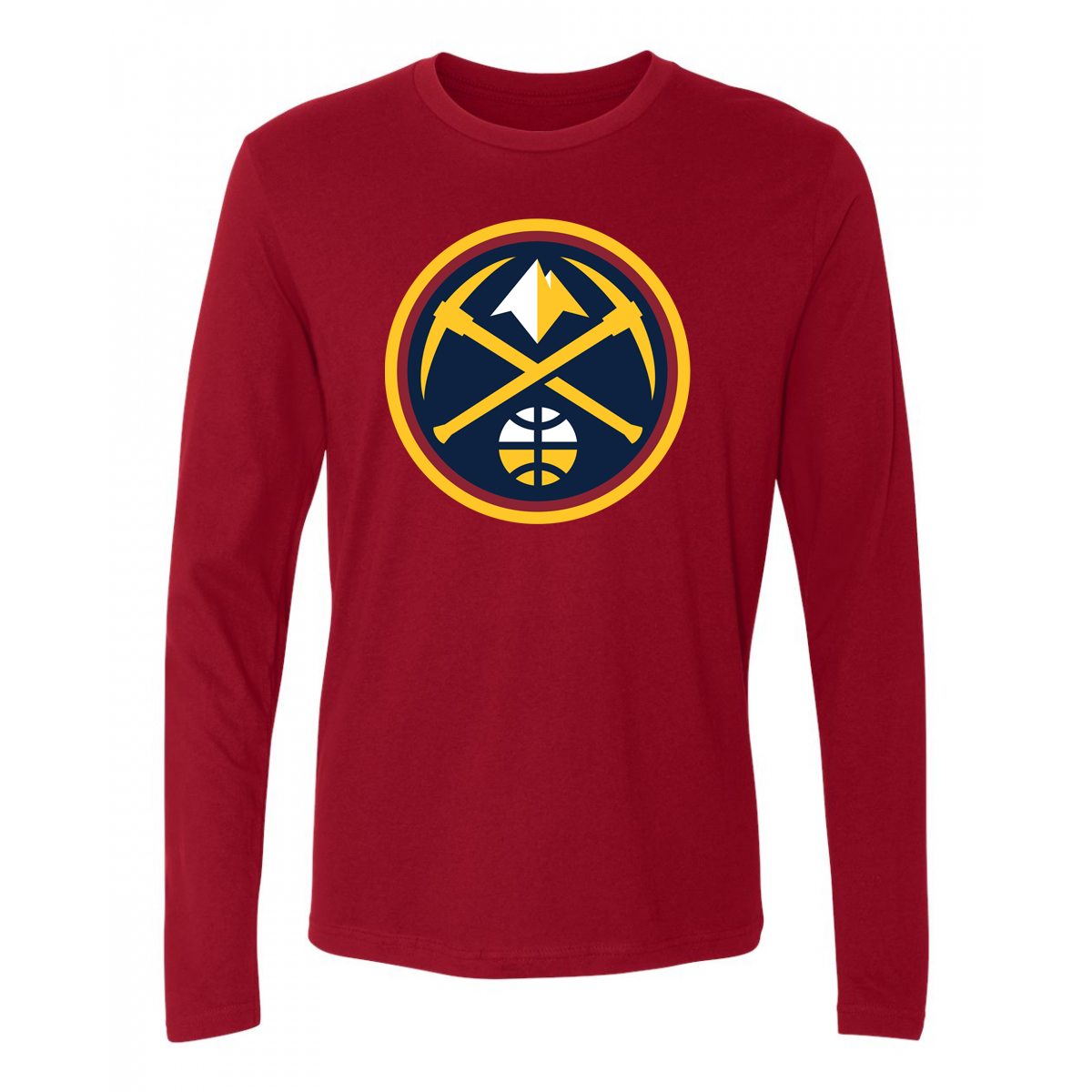 Denver Nuggets Primary Logo Long Sleeve T-Shirt - Cardinal product image 1, provided for visual reference and product detail
