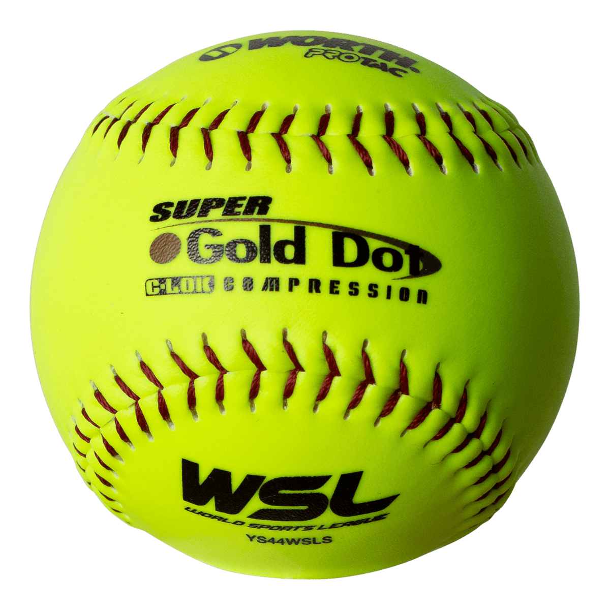 Worth Pro Comp Super Gold Dot SYCO 44/400 WSL 12" Slowpitch Softballs - YS44WSLC product image 1, provided for visual