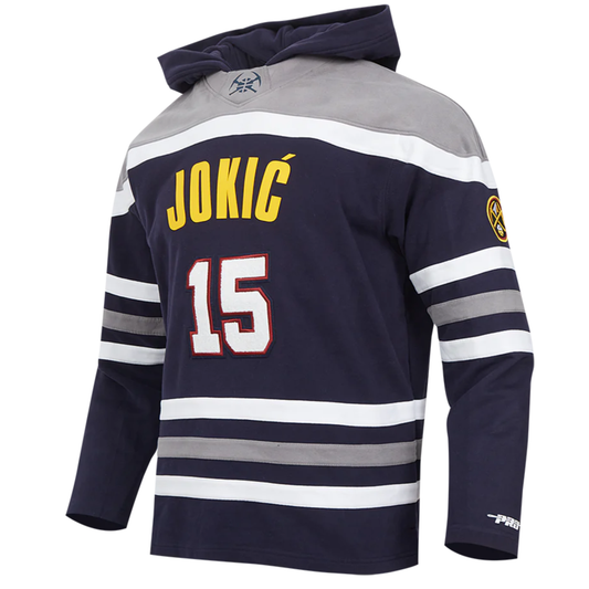 #15 Nikola Jokić Denver Nuggets Colorblock Fleece Pullover Hoody product image 1, provided for visual reference and product