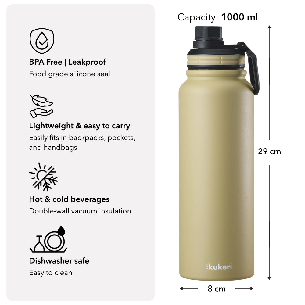 Kukeri 1000ml Vacuum Sport Bottle - Salmon