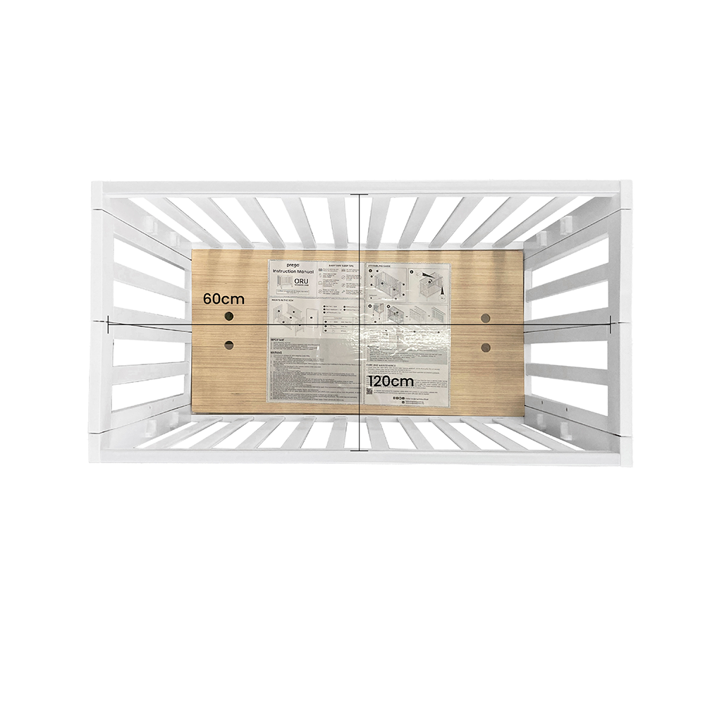 Prego Oru Foldable Wooden Crib 120cm x 60cm - White