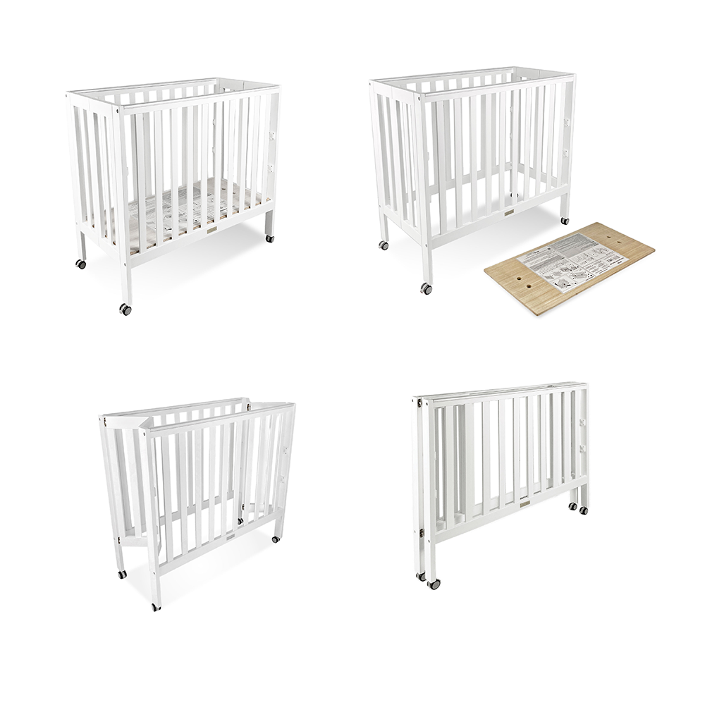 Prego Oru Foldable Wooden Crib 120cm x 60cm - White