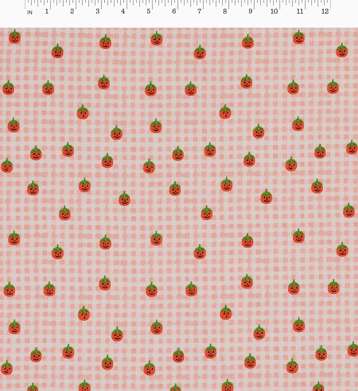 Pumpkin Gingham Cotton Fabric - Blush