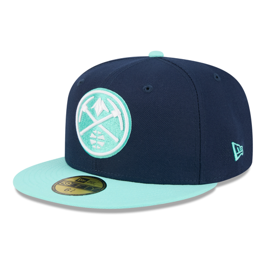 Denver Nuggets Two Tone Colorpack New Era 59FIFTY Hat - Navy/Teal product image 1, provided for visual reference and product