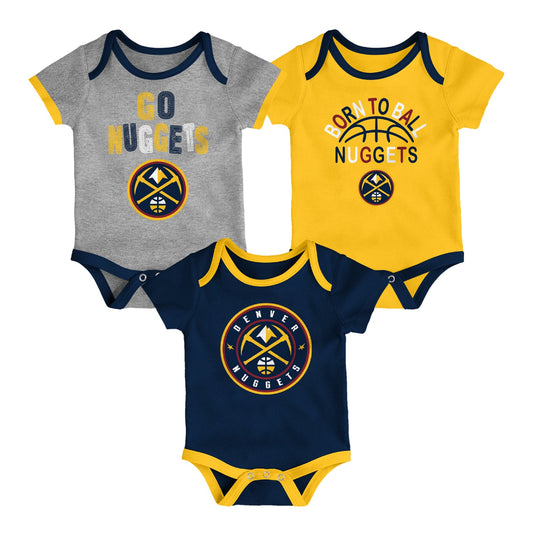 Denver Nuggets Behind The Back Creeper 3 Piece Set product image 1, provided for visual reference and product detail review