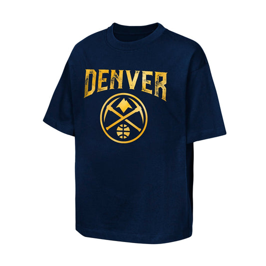 Youth Denver Nuggets Round The World T-Shirt product image 1, provided for visual reference and product detail review