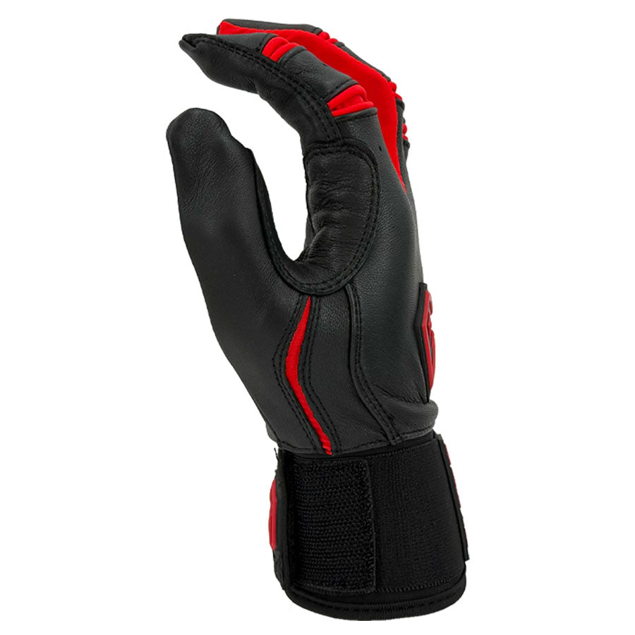 Gem Glove Prospector Long Cuff Batting Glove - Black/Red product image 2, provided for visual reference and product detail
