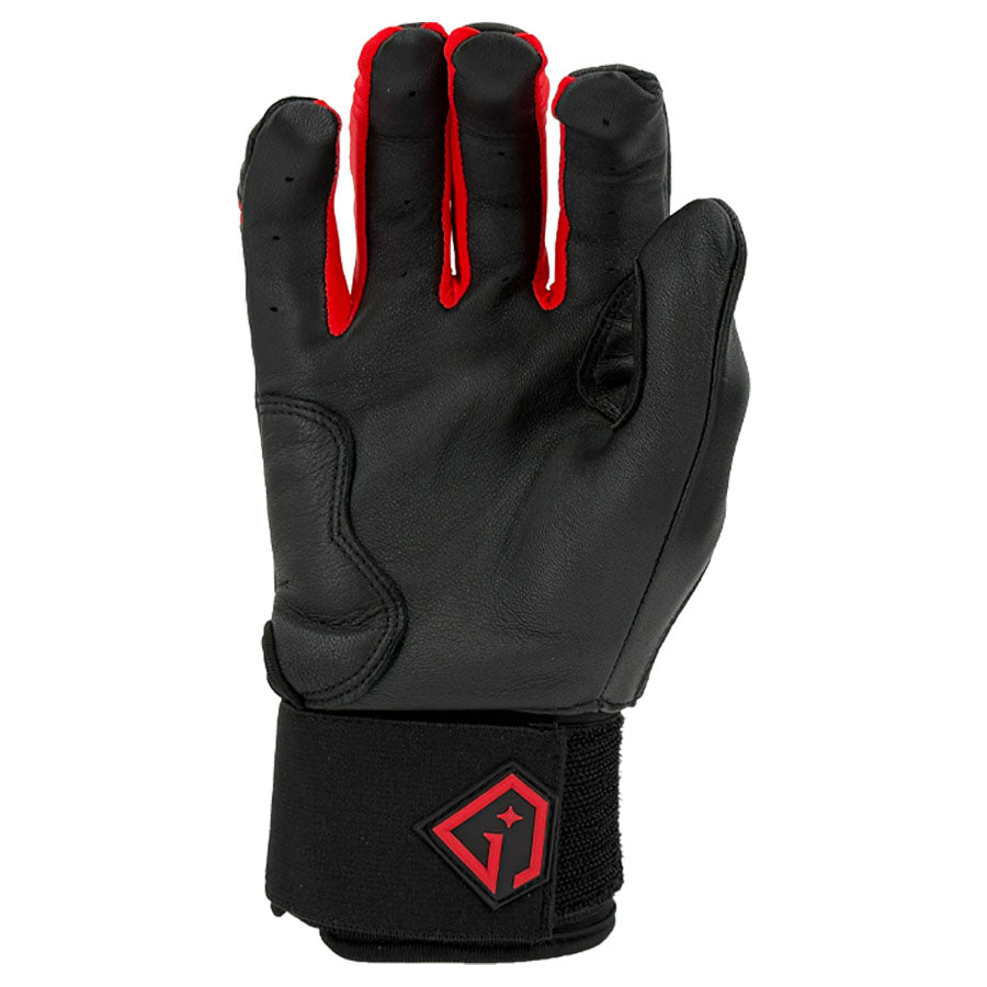 Gem Glove Prospector Long Cuff Batting Glove - Black/Red product image 3, provided for visual reference and product detail