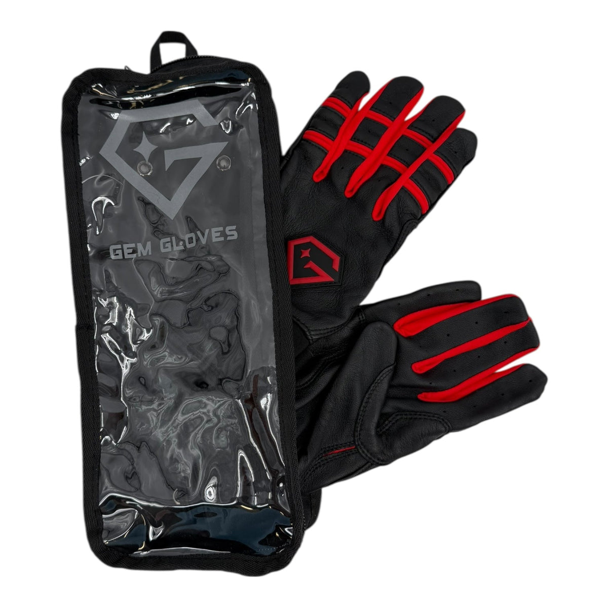 Gem Glove Prospector Long Cuff Batting Glove - Black/Red product image 5, provided for visual reference and product detail
