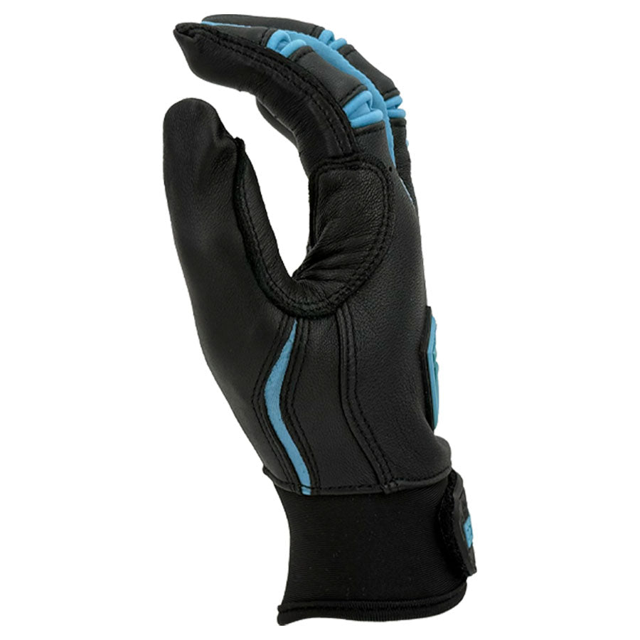 Gem Glove Prospector Short Cuff Batting Glove - Black/Carolina product image 3, provided for visual reference and product