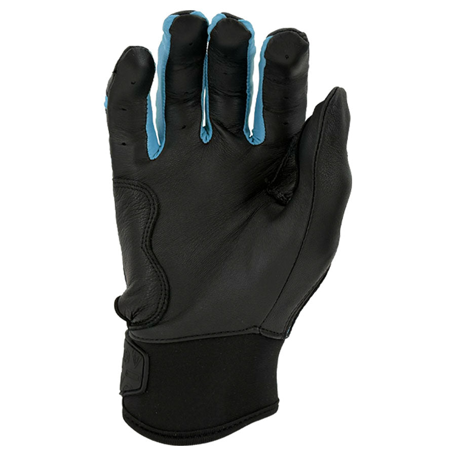 Gem Glove Prospector Short Cuff Batting Glove - Black/Carolina product image 2, provided for visual reference and product