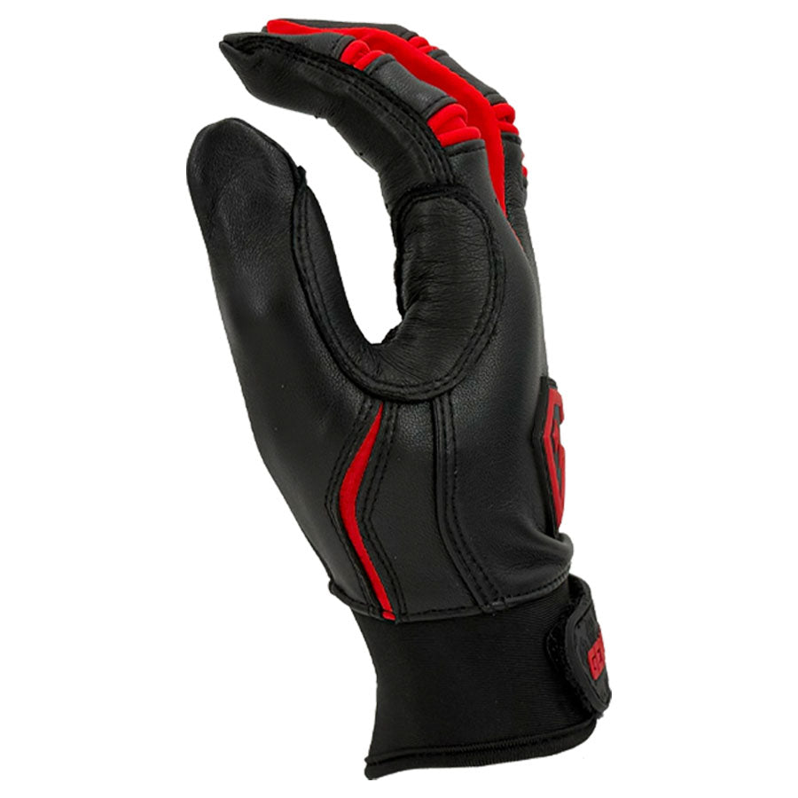 Gem Glove Prospector Short Cuff Batting Glove - Black/Red product image 3, provided for visual reference and product detail