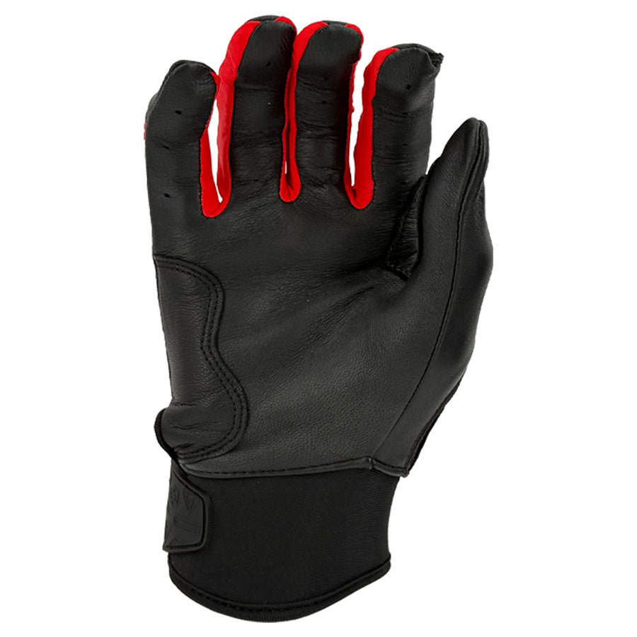 Gem Glove Prospector Short Cuff Batting Glove - Black/Red product image 2, provided for visual reference and product detail