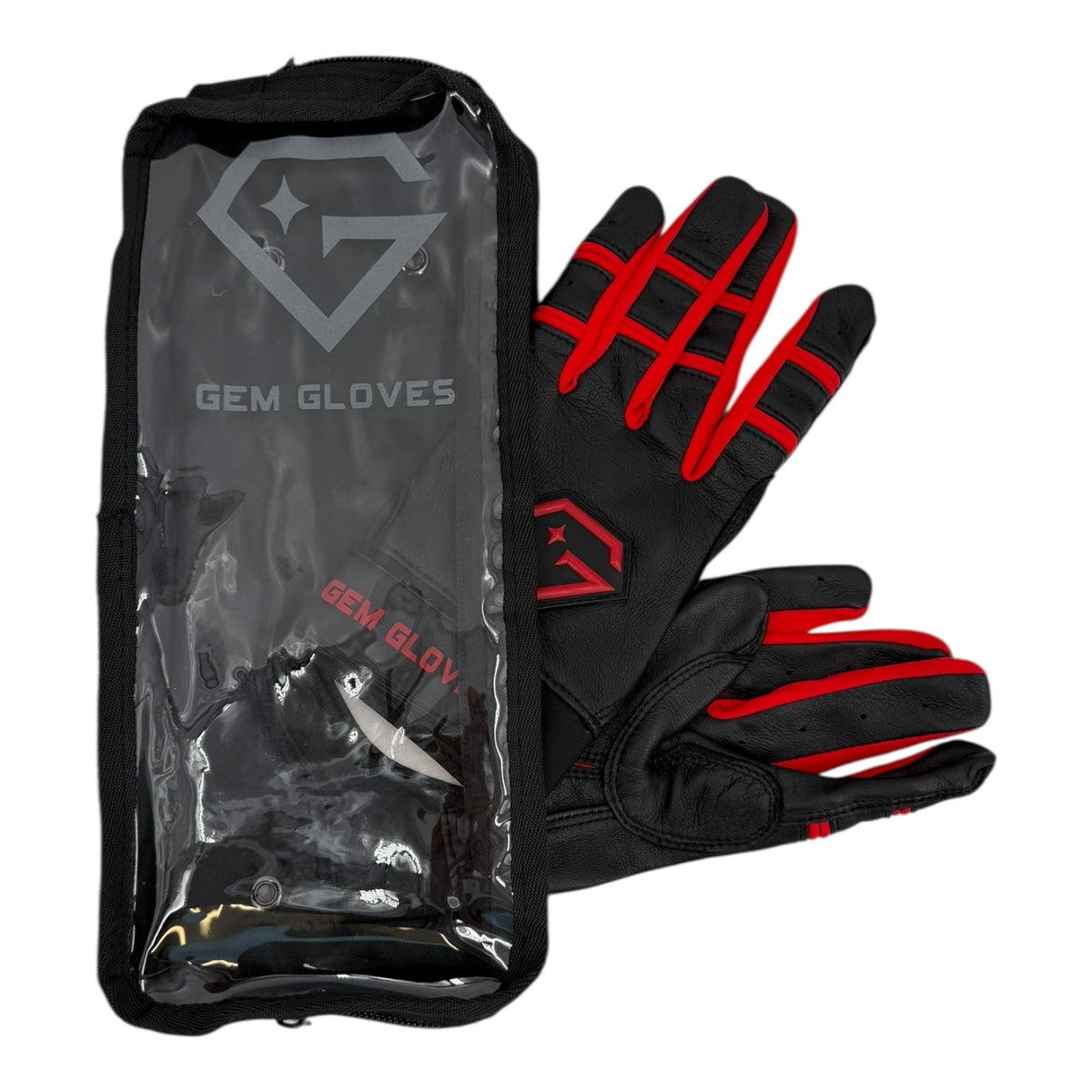 Gem Glove Prospector Short Cuff Batting Glove - Black/Red product image 5, provided for visual reference and product detail