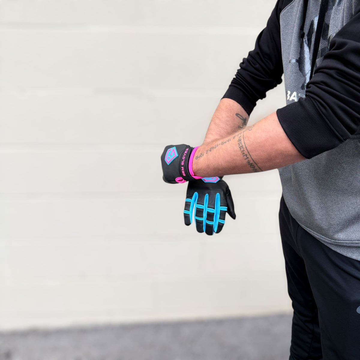 Gem Glove Prospector Short Cuff Batting Glove - Black/Carolina product image 11, provided for visual reference and product