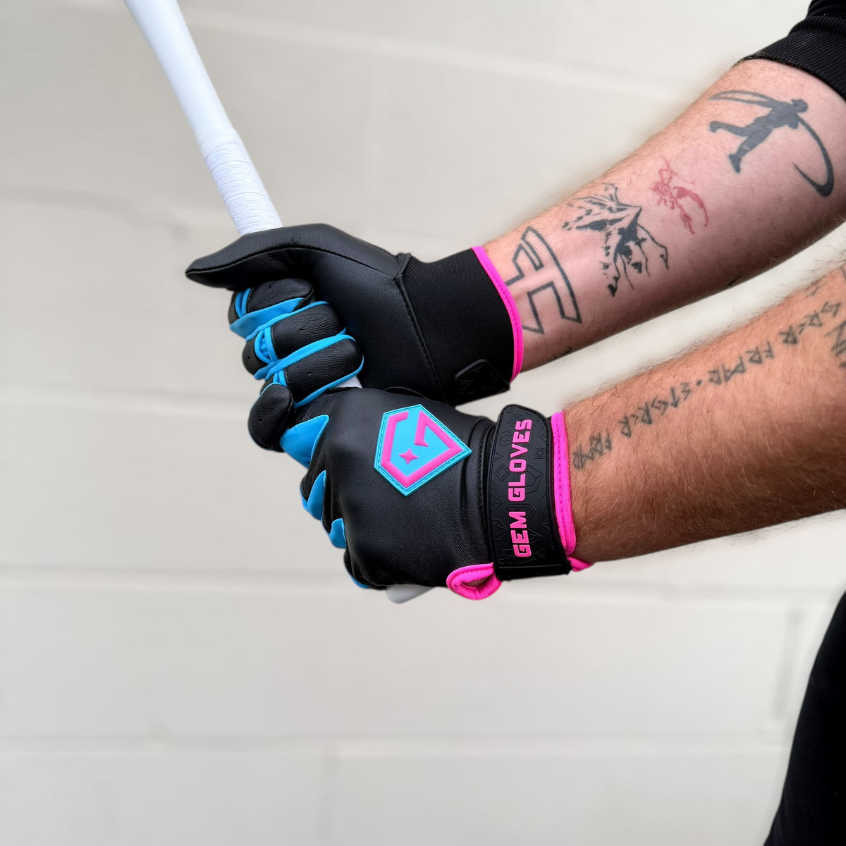 Gem Glove Prospector Short Cuff Batting Glove - Black/Carolina product image 12, provided for visual reference and product