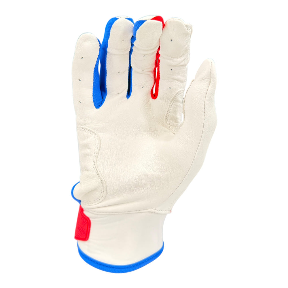Gem Glove Prospector Short Cuff Batting Glove - White/Red/Royal product image 2, provided for visual reference and product