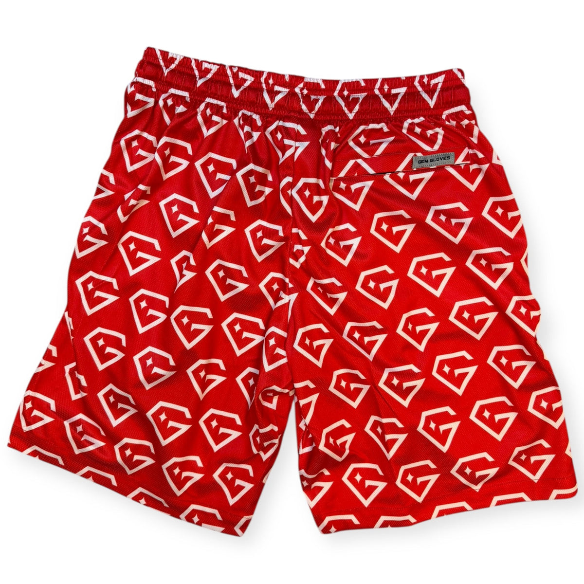 Gem Gloves Mesh Shorts - Diamond Drip - Red/White product image 2, provided for visual reference and product detail review