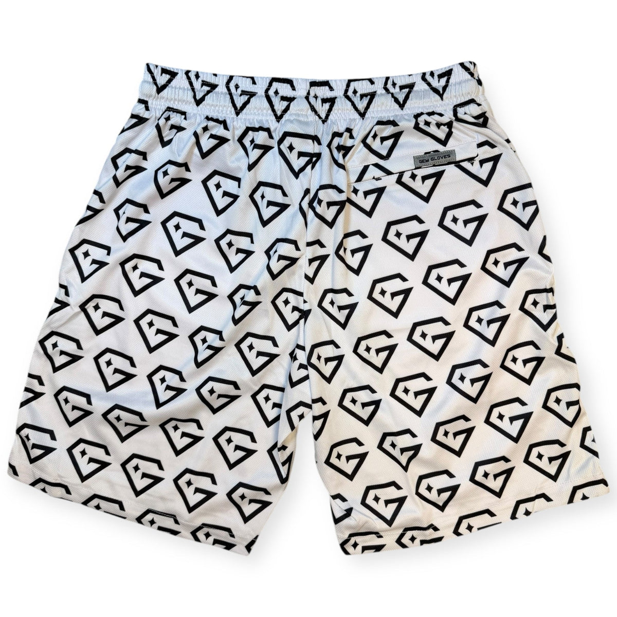 Gem Gloves Mesh Shorts - Diamond Drip - White/Black product image 2, provided for visual reference and product detail review
