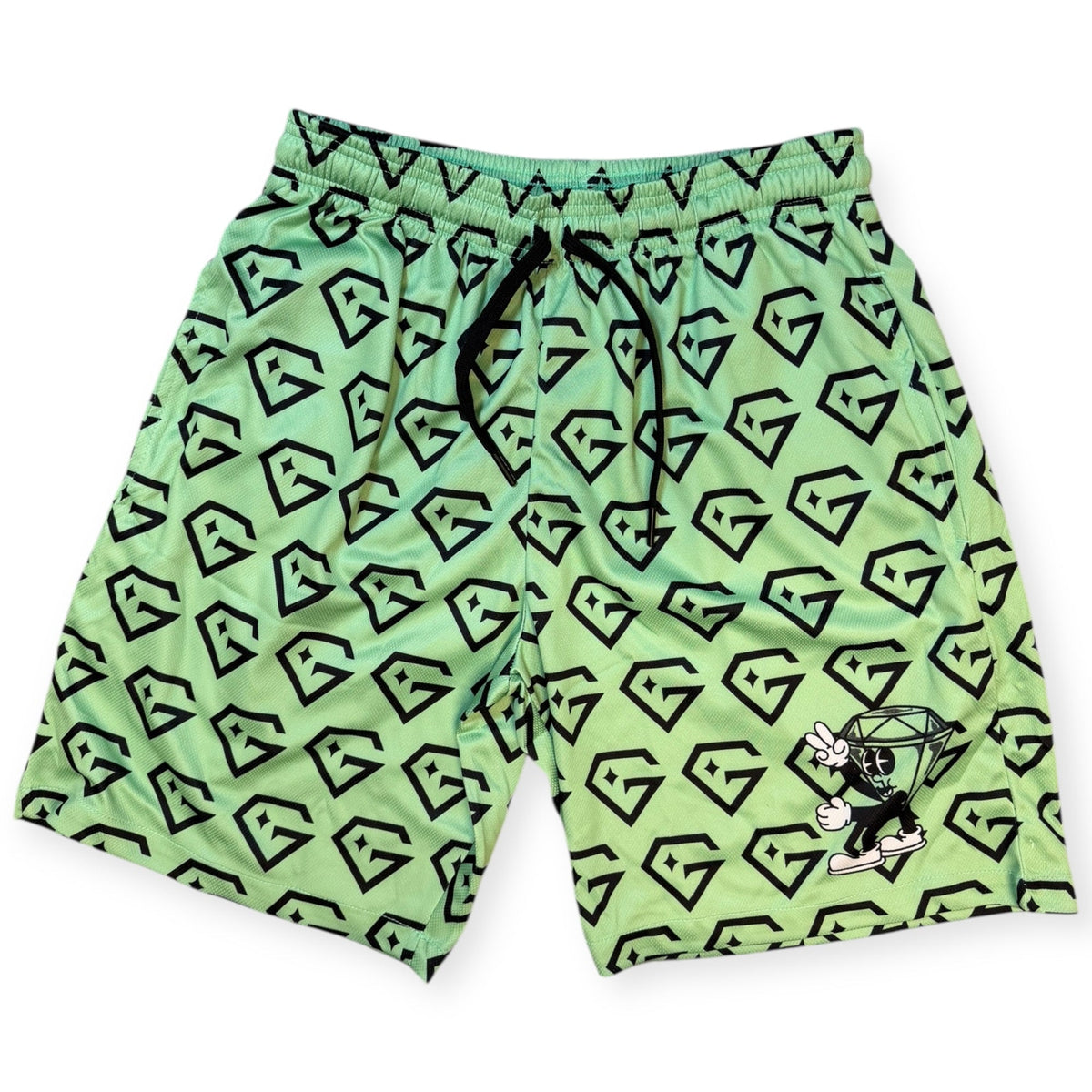 Gem Gloves Mesh Shorts - Diamond Drip - Mint/Black product image 1, provided for visual reference and product detail review