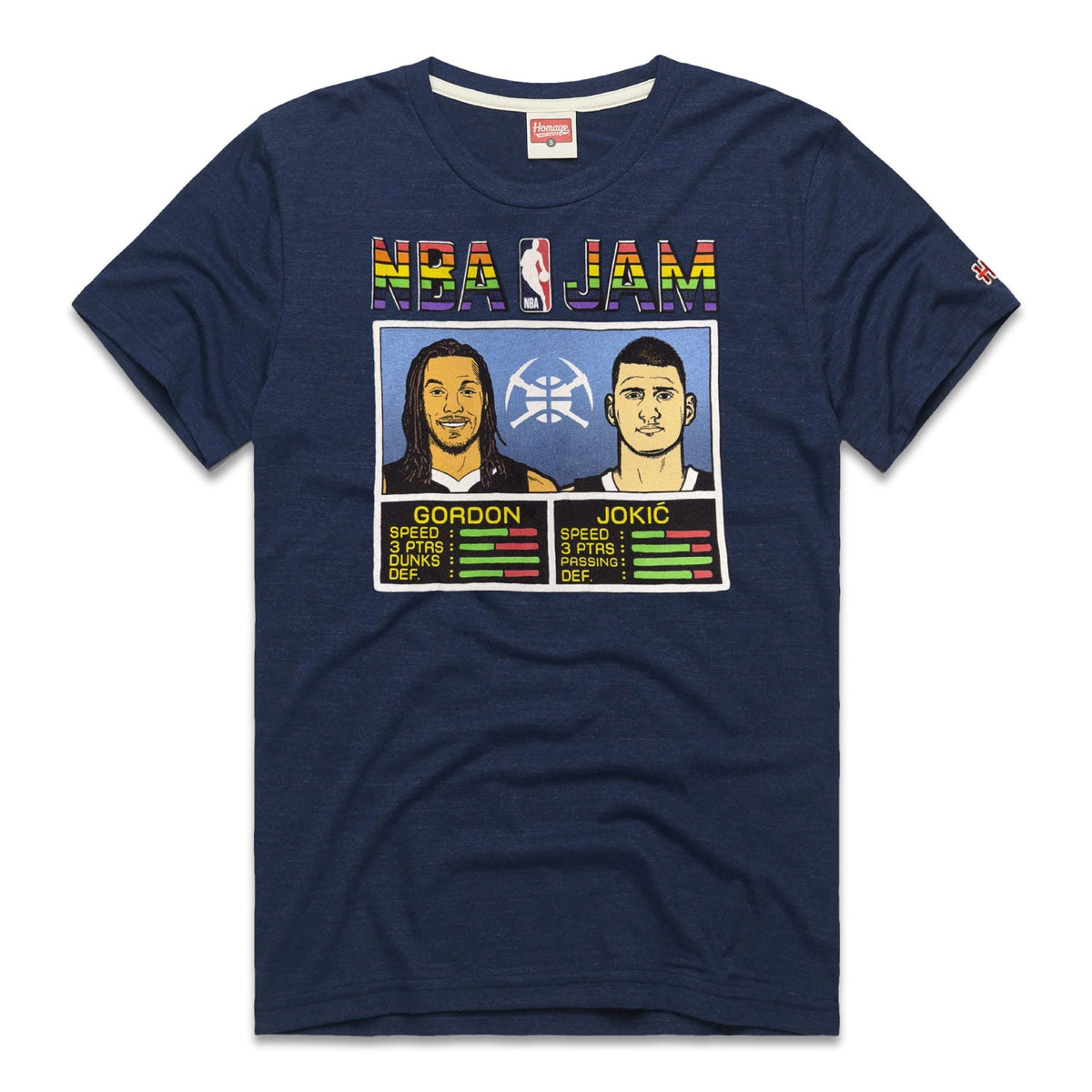 Denver Nuggets Nikola Jokić & Aaron Gordon NBA Jams T-Shirt product image 1, provided for visual reference and product