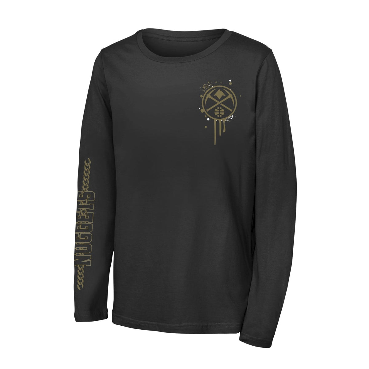 Youth Denver Nuggets Gold Star Long Sleeve T-Shirt product image 2, provided for visual reference and product detail review