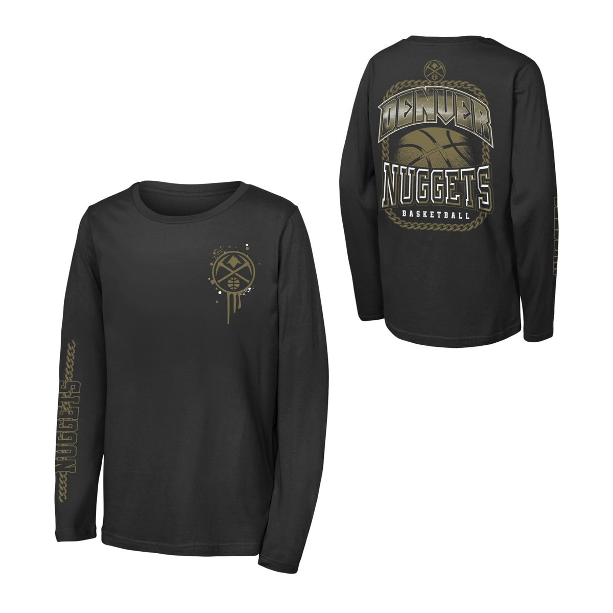 Youth Denver Nuggets Gold Star Long Sleeve T-Shirt product image 3, provided for visual reference and product detail review