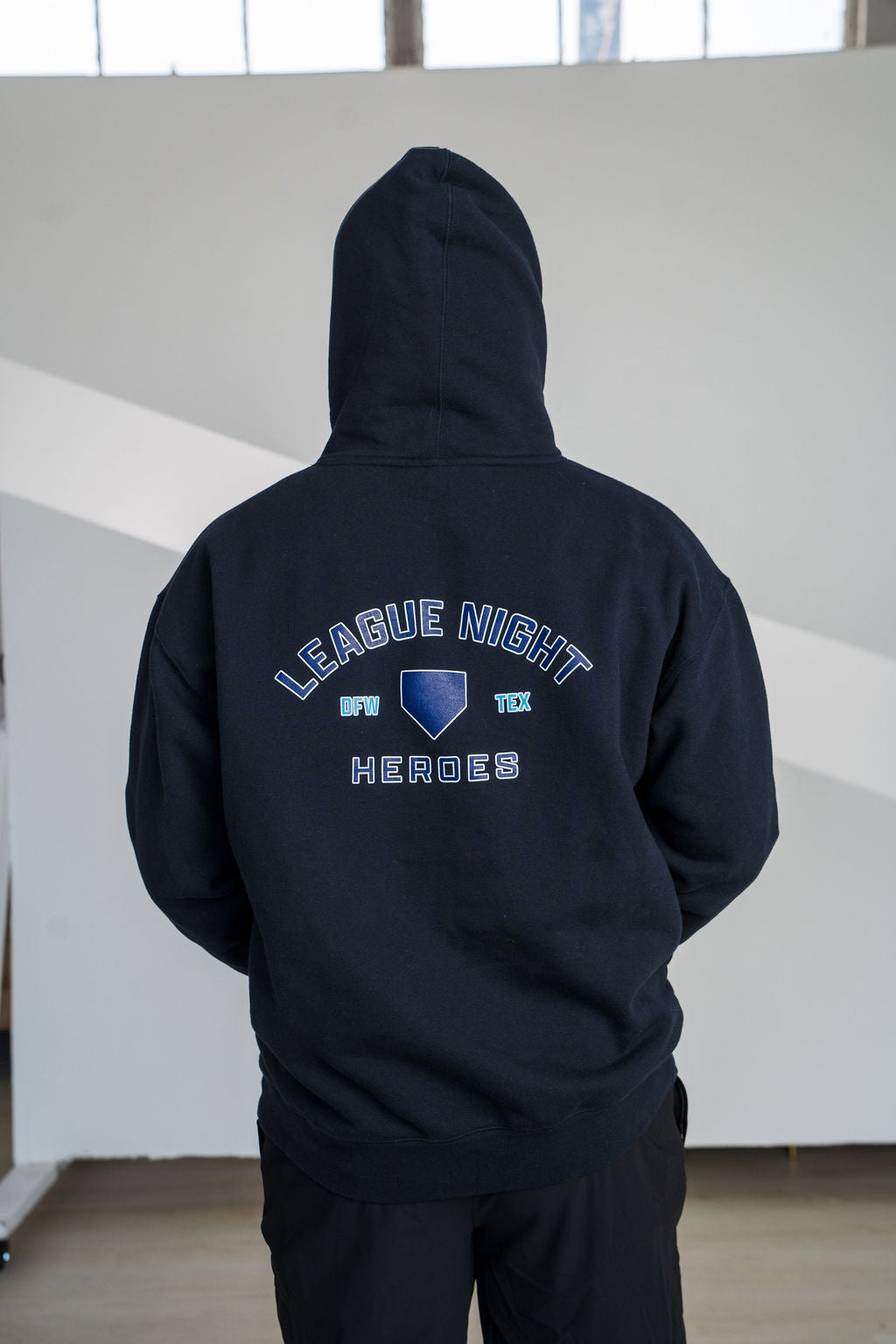 League Night Heroes Hoodie - Navy product image 3, provided for visual reference and product detail review