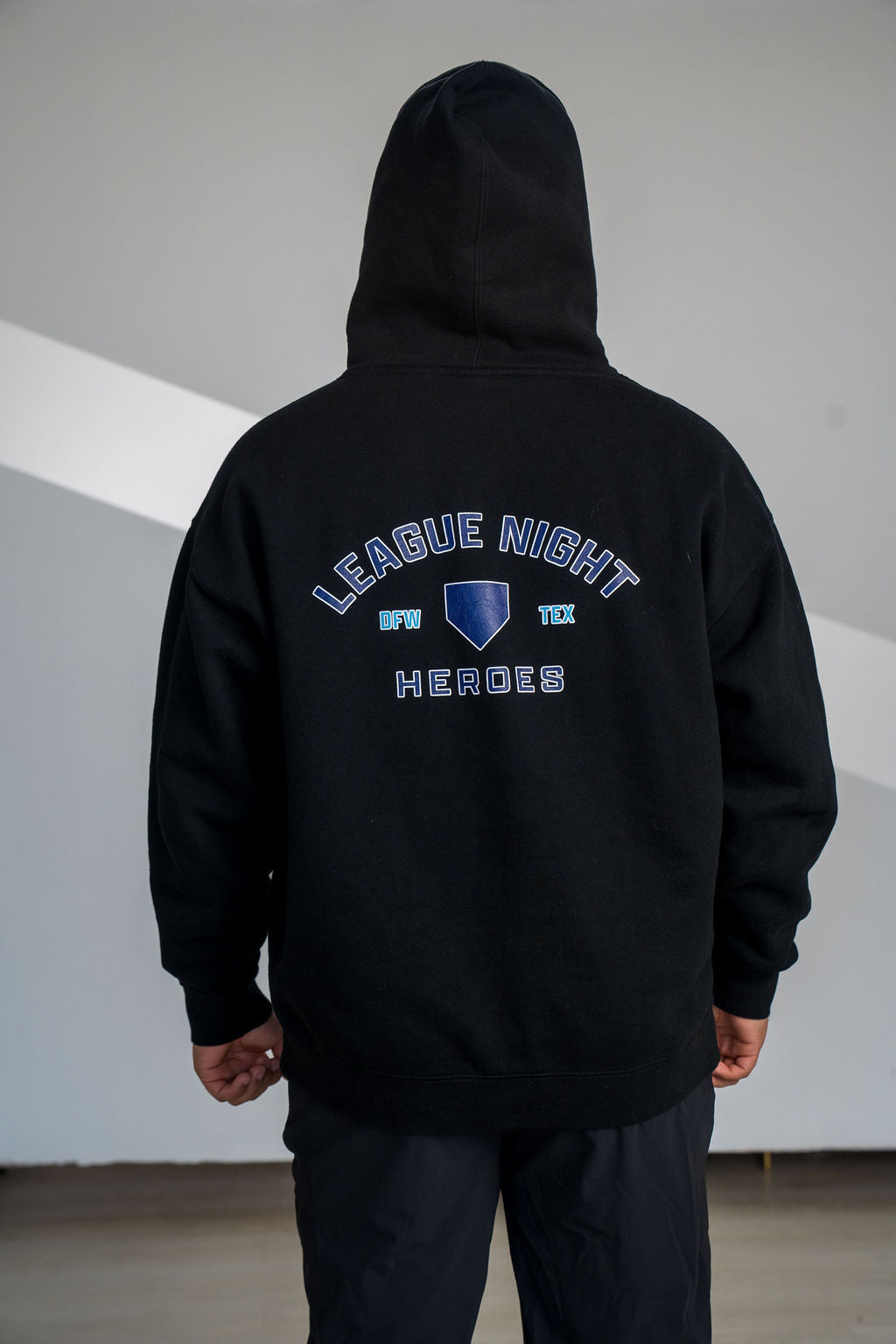 League Night Heroes Hoodie - Black product image 3, provided for visual reference and product detail review