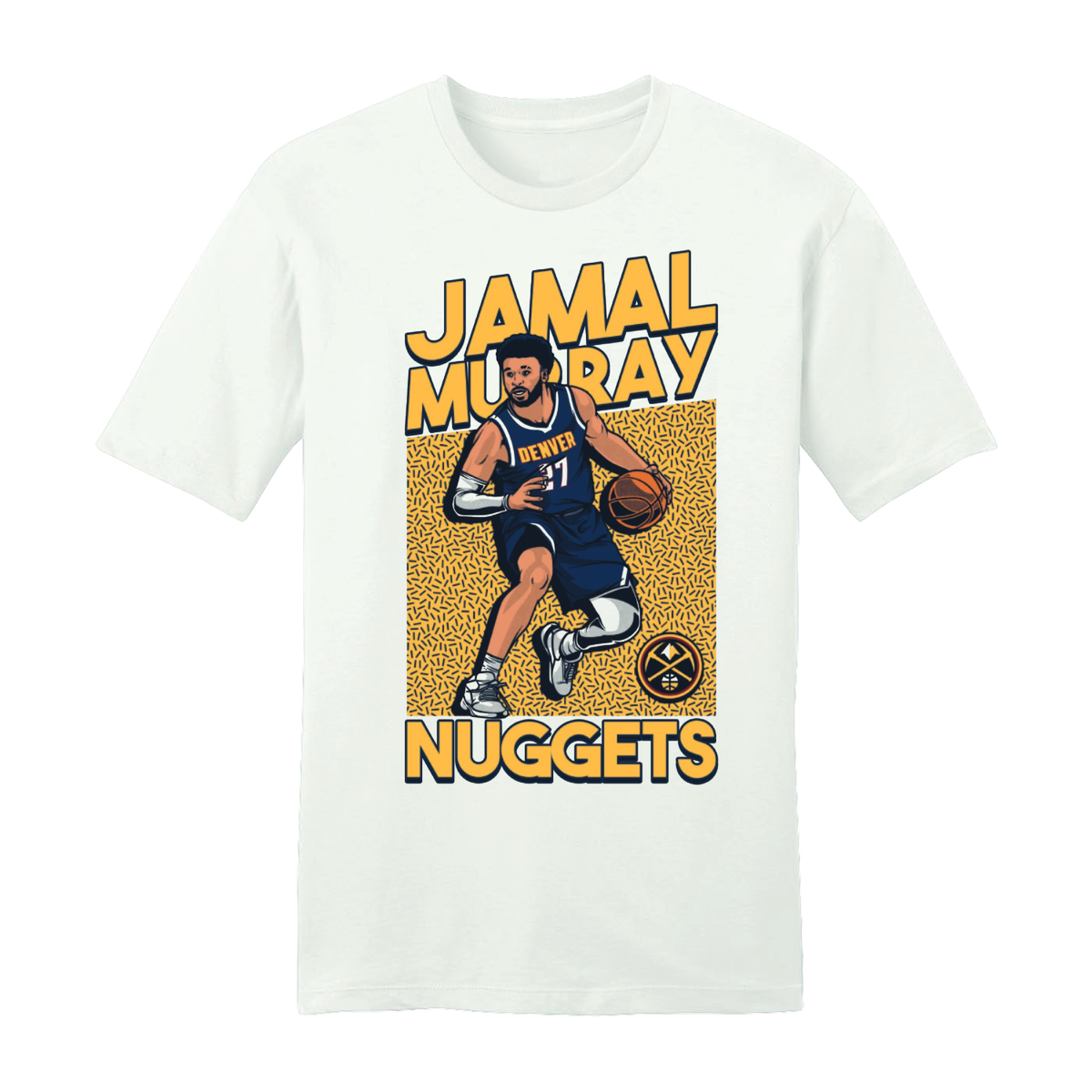 #27 Jamal Murray Denver Nuggets In Action T-Shirt product image 1, provided for visual reference and product detail review