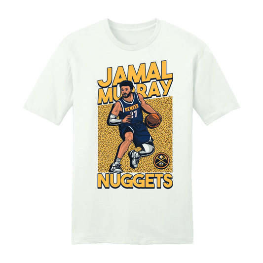 #27 Jamal Murray Denver Nuggets In Action T-Shirt product image 1, provided for visual reference and product detail review