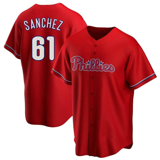P.Phillies #61 Cristopher Sanchez Player Red Replica Game product image 1