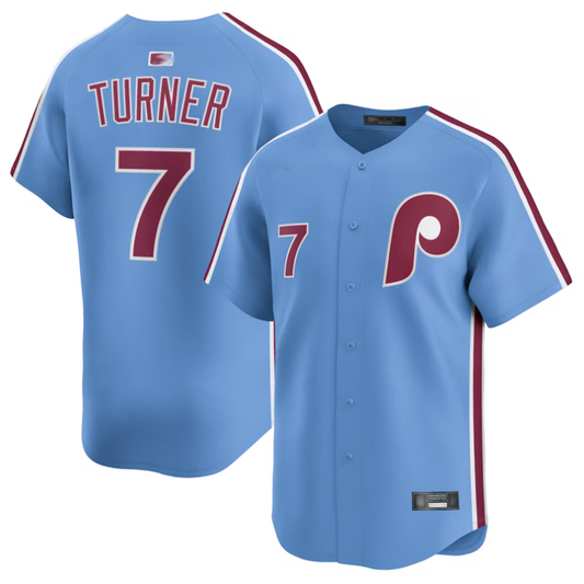P.Phillies #7 Trea Turner Player Light Blue Limited Game product image 1