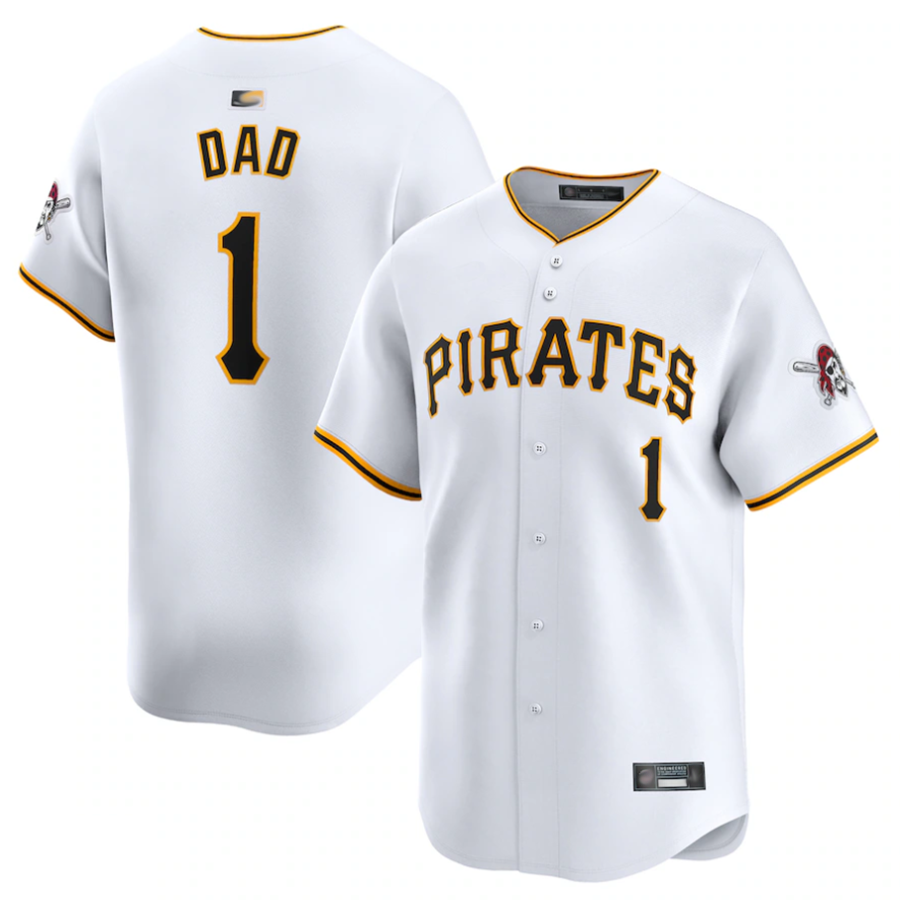 P.Pirates #1 Dad Player White Home Limited Baseball Jerseys product image 1