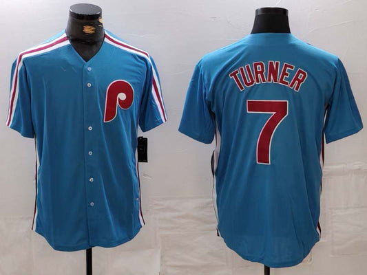 P.Phillies #7 Trea Turner Player Blue Cooperstown Throwback product image 1