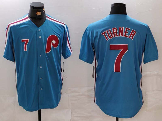 P.Phillies #7 Trea Turner Player Blue Game Jersey product image 1