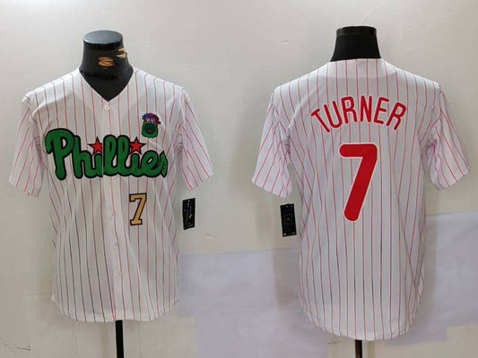 P.Phillies #7 Trea Turner White Green Player Game Jersey product image 1