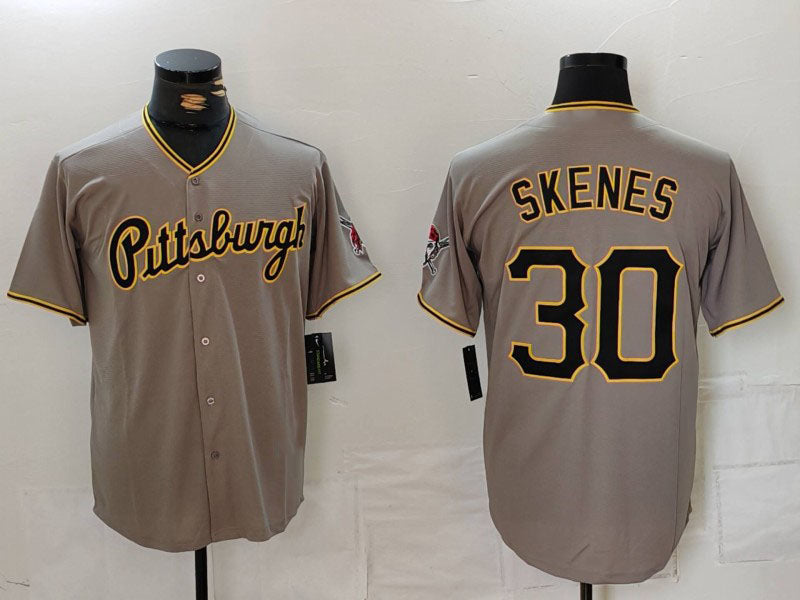 P.Pirates #30 Paul Skenes Grey Player Game Jersey Stitched product image 1