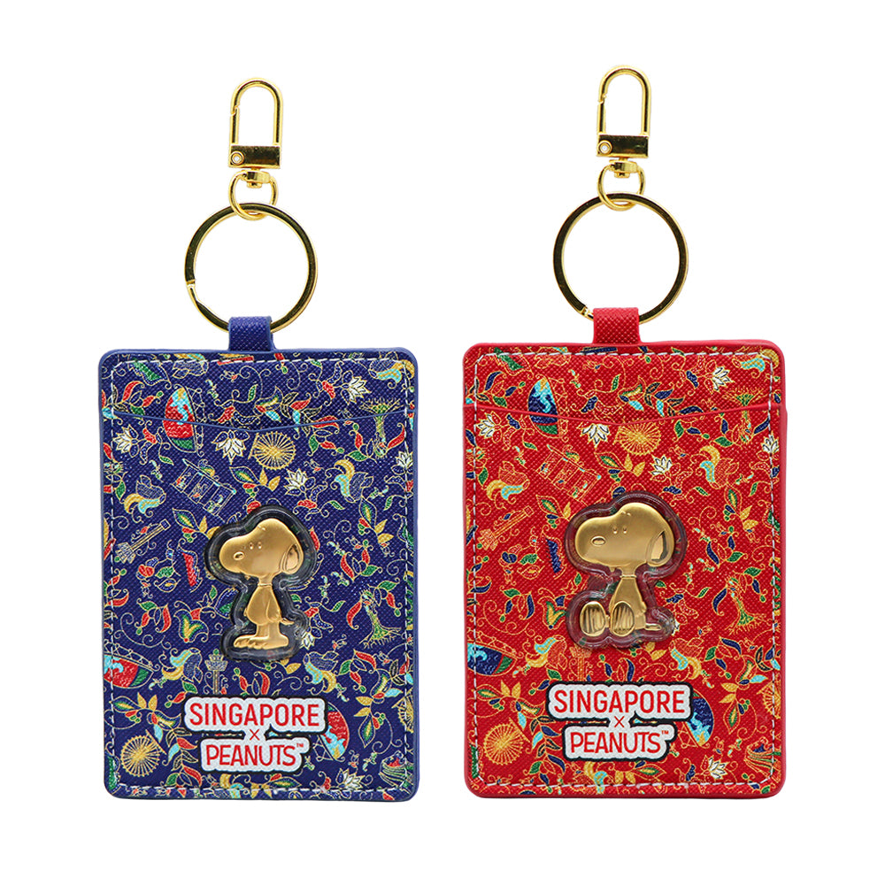 [SG61 Deal The Singapore Mint] Singapore x Peanuts Batik Motif (Blue) Leatherette Card Holder with Gold Foil (RMR109)