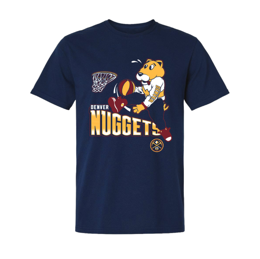 Youth Denver Nuggets Rocky Mascot Dunk T-Shirt product image 1, provided for visual reference and product detail review