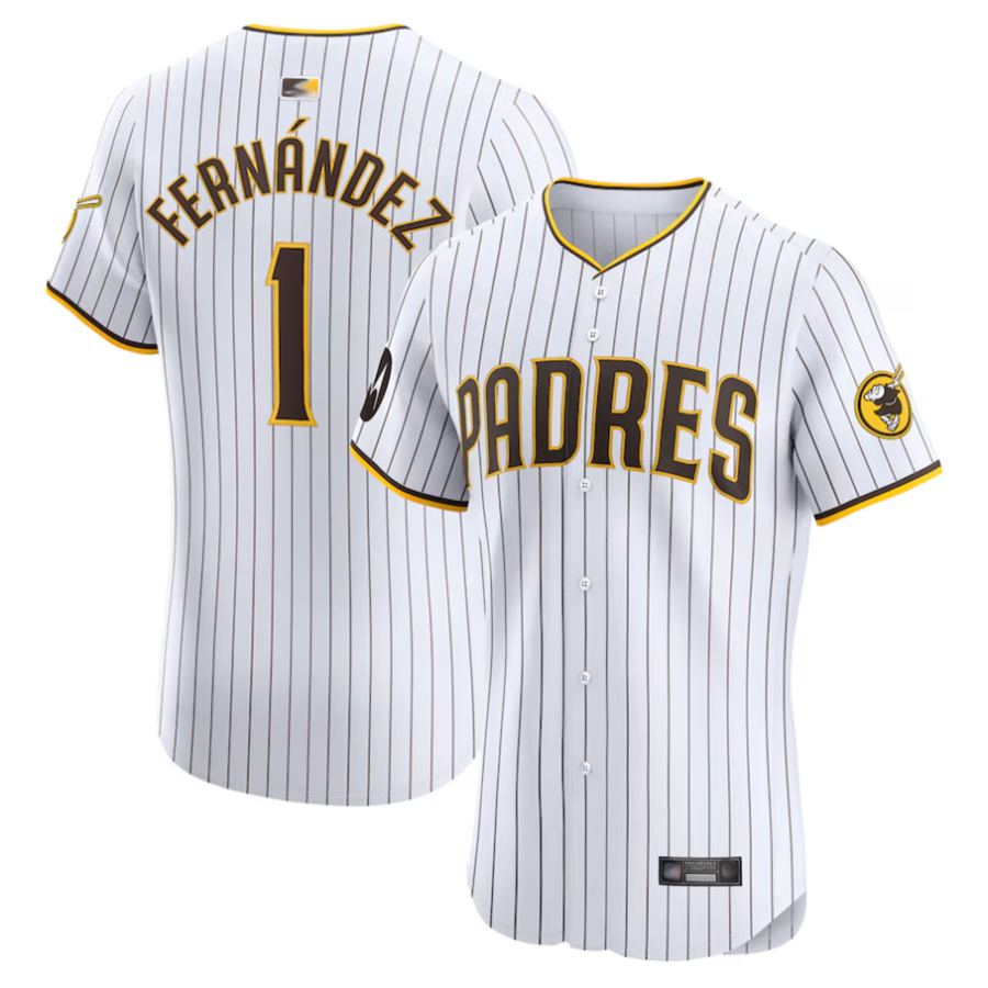 S.Diego Padres #1 Tony Fern¡§¡éndez Player White Home Elite