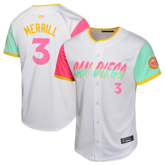 S.Diego Padres #3 Jackson Merrill Player White City Connect product image 1