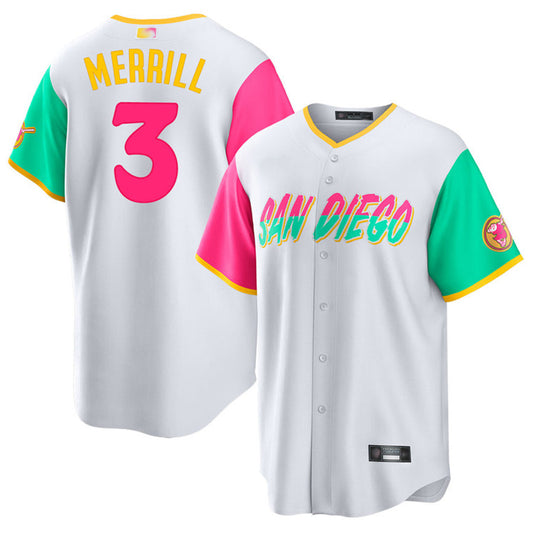 S.Diego Padres #3 Jackson Merrill Player White City Connect product image 1