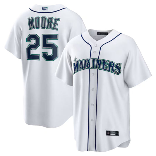 S.Mariners #25 Dylan Moore Player White Home Replica product image 1