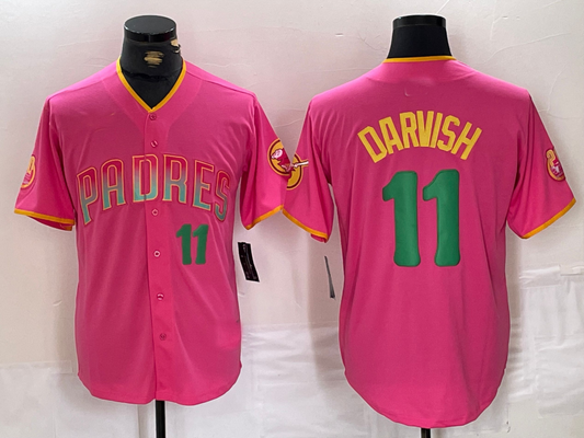S.Diego Padres #11 Yu Darvish Pink Player Number Fashion product image 1