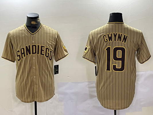 S.Diego Padres #19 Tony Gwynn Player Khaki Team Logo Cool product image 1