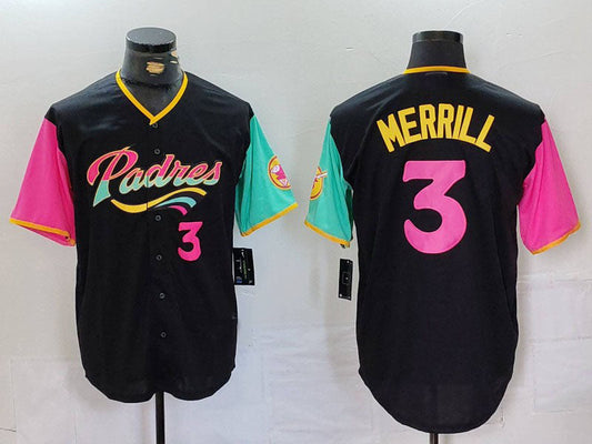 S.Diego Padres #3 Jackson Merrill Black Player Number product image 1