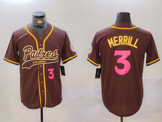 S.Diego Padres #3 Jackson Merrill Player Brown Cool Base product image 1