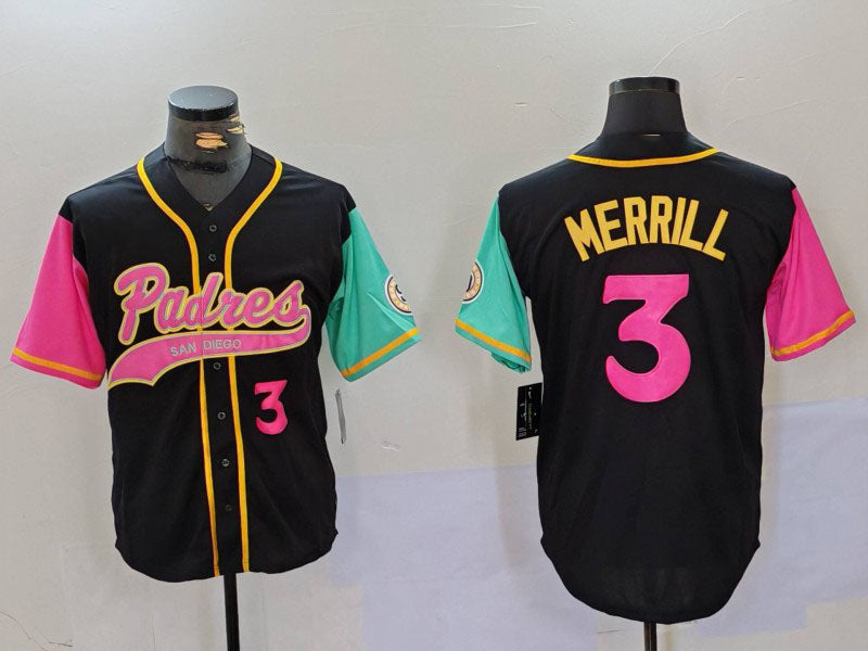 S.Diego Padres #3 Jackson Merrill Player Black City Connect product image 1