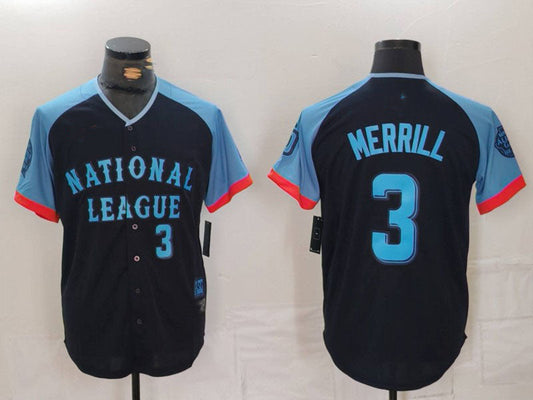 S.Diego Padres #3 Jackson Merrill Player Navy Game Jersy product image 1
